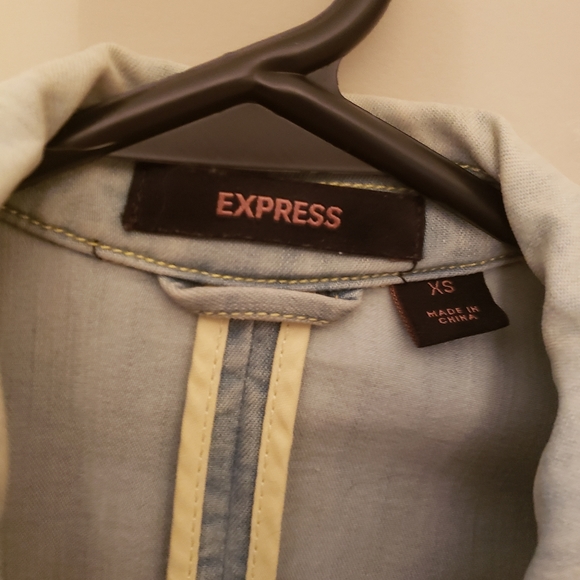2/$20 Express light Denim blazer jacket - Picture 2 of 3